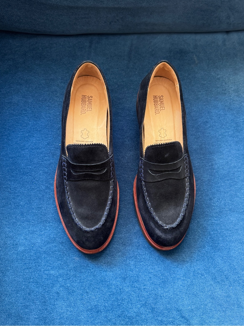 Samuel Hubbard Womens Loafers Navy Blue Suede Size 8.5